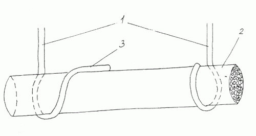 Способ имплантации электродов для прямой электростимуляции нерва путем подведения проволочных электродов с обхватом нерва, отличающийся тем, что конец положительного электрода направляют к отрицательному электроду, при этом положительный электрод длиннее отрицательного